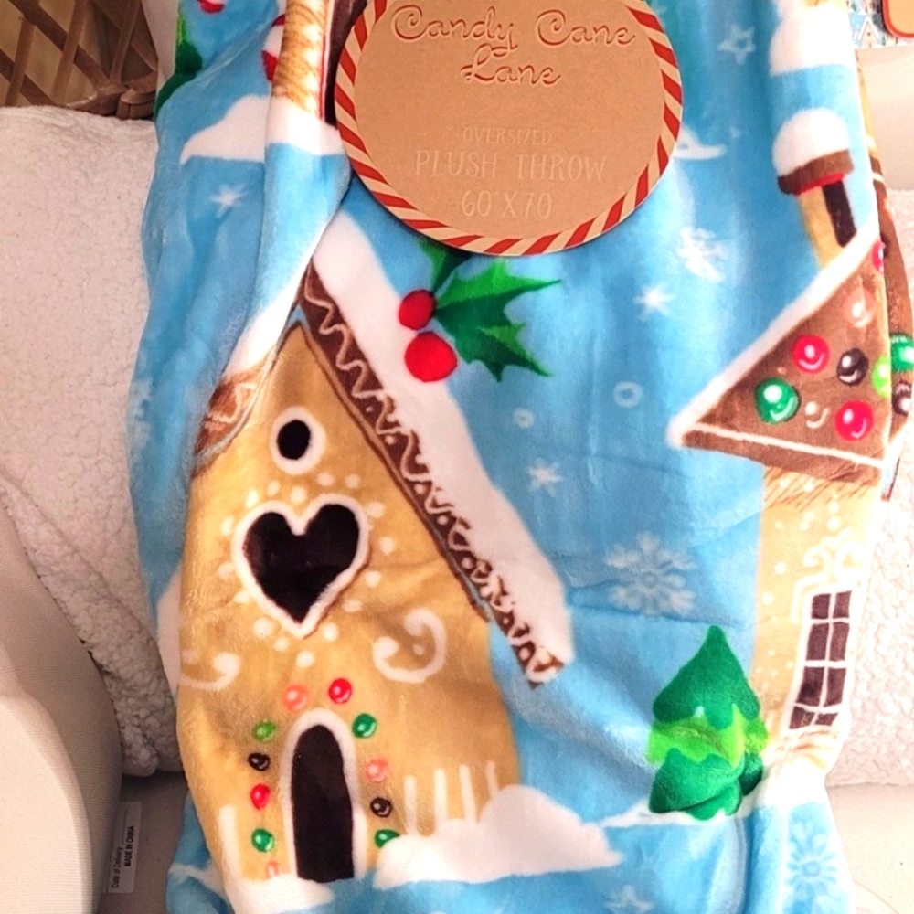 Christmas gingerbread house oversized blanket vintage nostalgic inspired